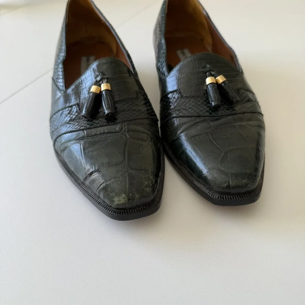 Stacy Adams Men's Green Snakeskin Leather‎ Oxford Tassel Dress Shoes